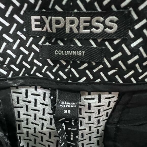 Express Columnist Mid Rise Ankle Pant Black and White Geometric Size 8 - Picture 3 of 15